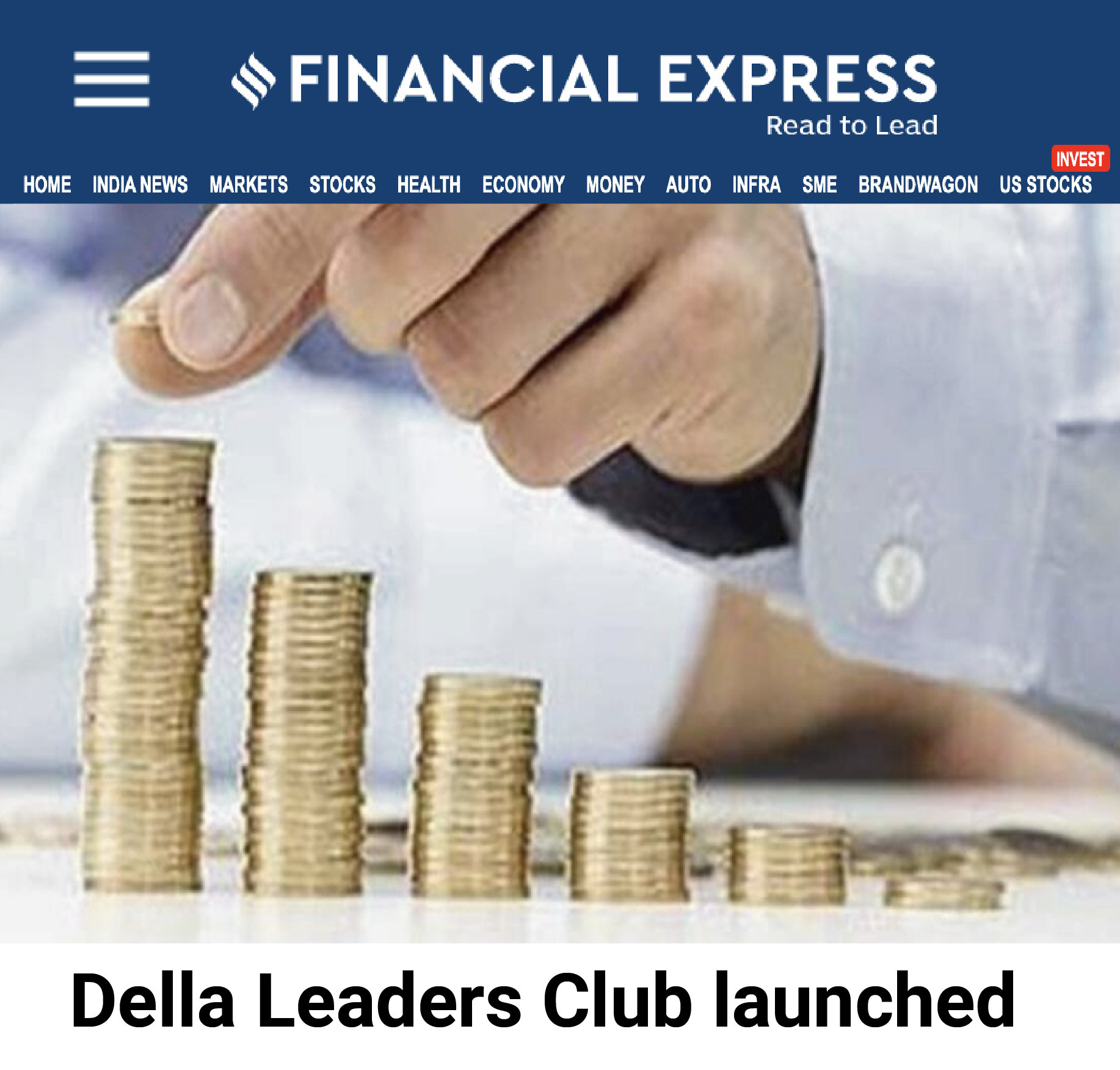 Financial Express featuring Della Leaders Club - Jimmy Mistry Launches World’s First Business Platform, DLC