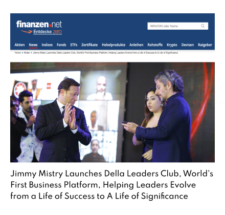 Finanzen net News featuring Della Leaders Club - Jimmy Mistry launches DLC World's First Business Platform