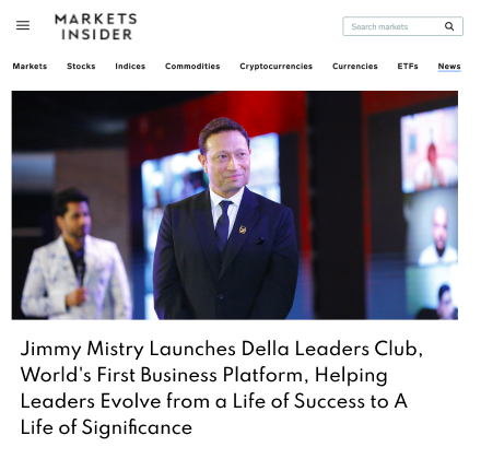 Markets Insider News featuring Della Leaders Club - Jimmy Mistry launches DLC World's First Business Platform