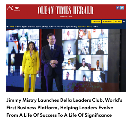 Olean Times Herald New York featuring Della Leaders Club - Jimmy Mistry launches DLC World's First Business Platform