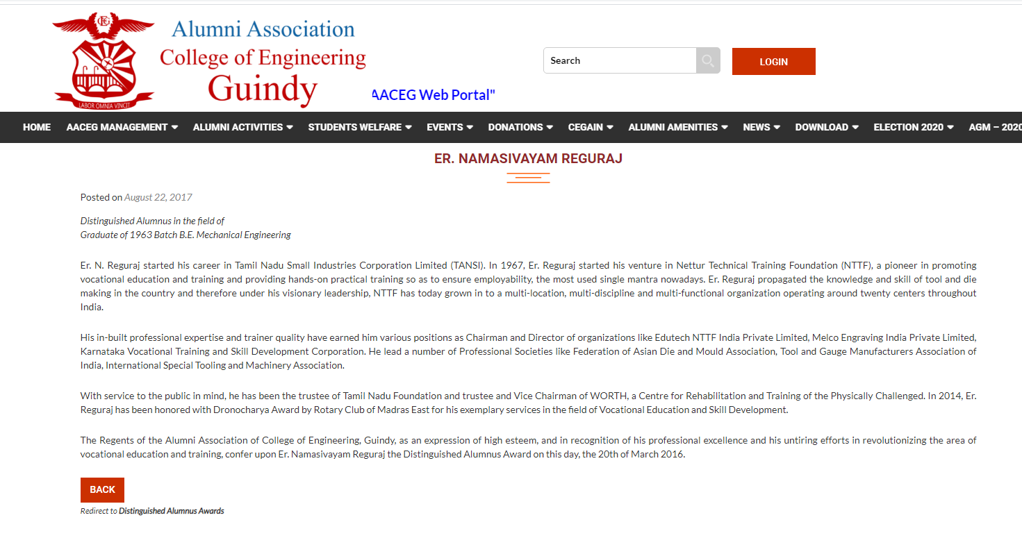 Dr. Namasivayam Reguraj Member of Della Leaders Club, Bengaluru Chapter